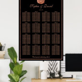 Romantische Roos Gold Monogram Weddenschap Grafiek Poster (Thuiskantoor)