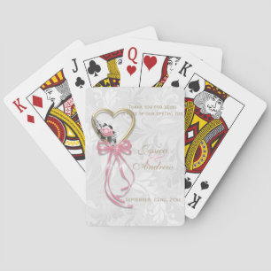 Romantische Roos, Gouden Hart & Roze Lint Pokerkaarten