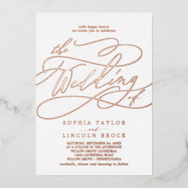 Romantische Roos goudolie laait het huwelijk van Folie Uitnodiging