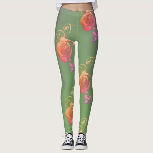 Romantische Roos Leggings (Voorkant)