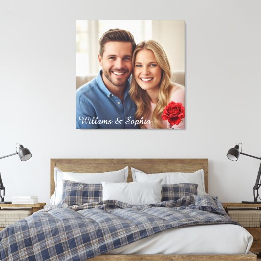 Romantische Roos Op Maat Persoonlijke Foto Huwelij Canvas Afdruk (Insitu (Slaapkamer))