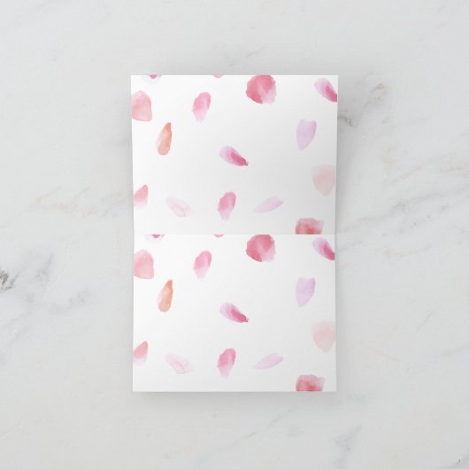 Romantische Roos Petals Dank u Bedankkaart (Binnen)