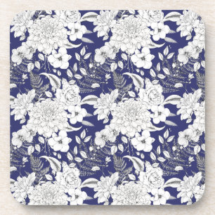 Romantische roos pony eucalyptus lijn paars bier onderzetter