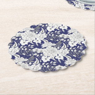 Romantische roos pony eucalyptus lijn paars kartonnen onderzetters