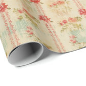 Romantische Roos Stripes voor tijdloze feesten Cadeaupapier (Rol Hoek)