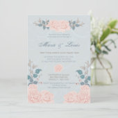 Romantische Roos Wedding Invitations Kaart (Staand voorkant)