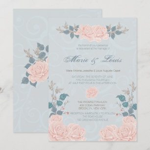 Romantische Roos Wedding Invitations Kaart