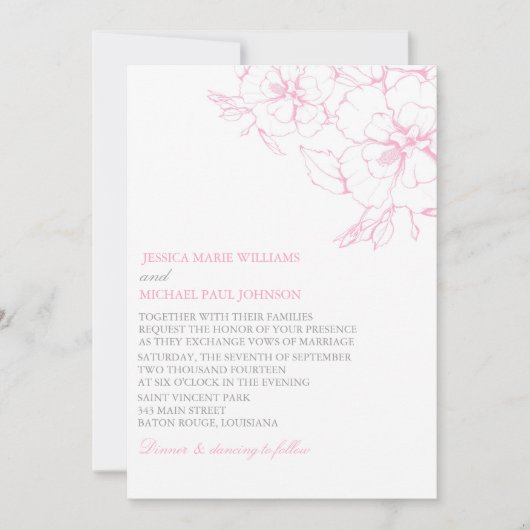 Romantische Roos Wedding Invitations Kaart (Voorkant)