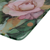 Romantische Roos Wit Roze Goud Bloemige Liefde Snijplank (Hoek)