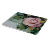 Romantische Roos Wit Roze Goud Bloemige Liefde Snijplank (Hoek)