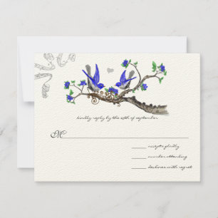 Romantische  Royal Blue bruiloft RSVP Kaartje