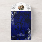 Romantische Royal Blue Floral bruiloft uitnodiging (Buitenkant)