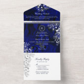 Romantische Royal Blue Floral bruiloft uitnodiging (Binnen)