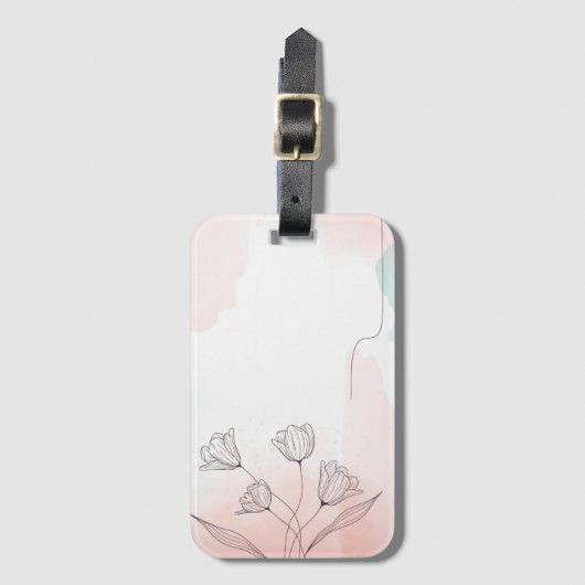 Romantische Roze Aquarel Bloem Bagage Label Reizen (Voorkant (verticaal))