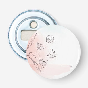 Romantische Roze Aquarel Bloemen Button Flesopener