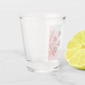 Romantische Roze Aquarel Bloemen Elegant Feest Shot Glas (Links)