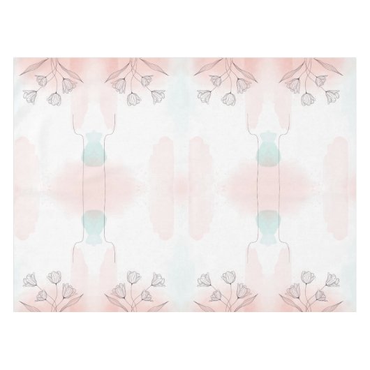 Romantische Roze Aquarel Bloemen Tafelkleed (Voorkant (Horizontaal))