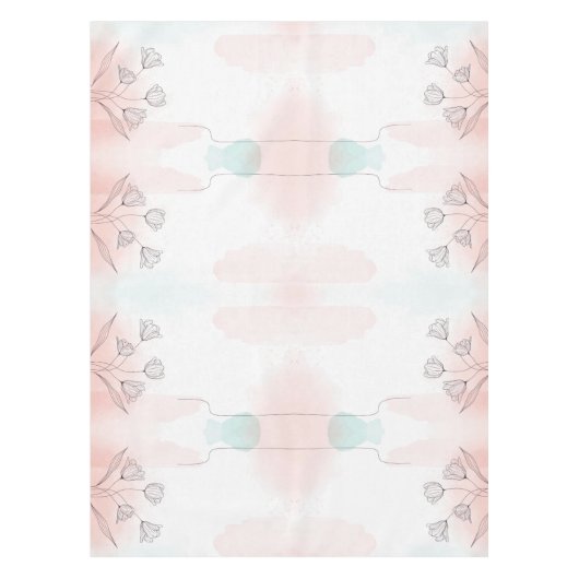 Romantische Roze Aquarel Bloemen Tafelkleed (Voorkant)