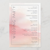 Romantische Roze Aquarel Ceremonie Schema Programmakaart (Achterkant)