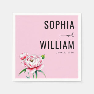 Romantische Roze Aquarel Pioenrozen Servet