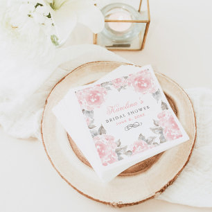 Romantische Roze Aquarel Roos Bruidsuitnodiging Servet
