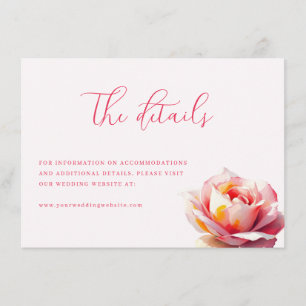 Romantische Roze Aquarel Roos Informatiekaartje