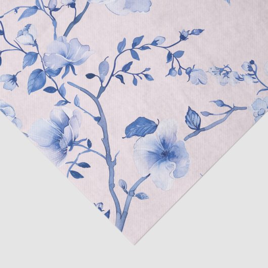 Romantische Roze Blauwe Bloem Bruidsborrel Tissuepapier (Detail)