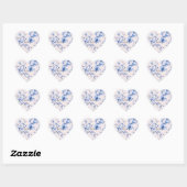 Romantische Roze Blauwe Bloemachtige Bruidsfeest Hart Sticker (Vel)