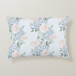 Romantische roze blauwe bloemen accent kussen