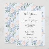 Romantische Roze Blauwe Bloemen Bruids Bruiloft  Kaart (Voorkant / Achterkant)