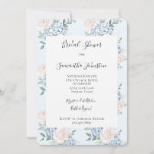 Romantische Roze Blauwe Bloemen Bruids Bruiloft  Kaart (Voorkant)