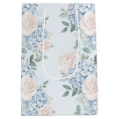 Romantische Roze Blauwe Bloemen Bruidsborrel Medium Cadeauzakje (Achterkant)