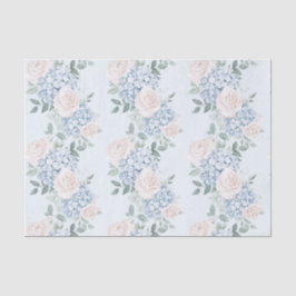 Romantische Roze Blauwe Bloemen Bruidsdouche Tissuepapier