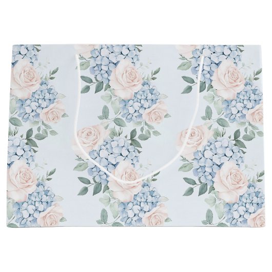 Romantische Roze Blauwe Bloemen Bruidsfeest Groot Cadeauzakje (Voorkant)