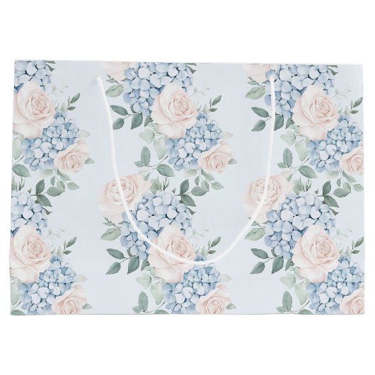 Romantische Roze Blauwe Bloemen Bruidsfeest Groot Cadeauzakje (Achterkant)