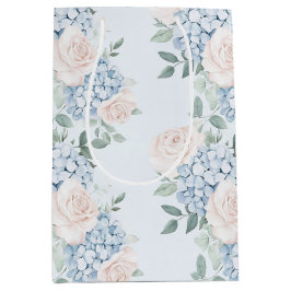 Romantische Roze Blauwe Bloemen Bruidsfeest Medium Cadeauzakje