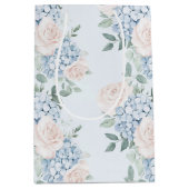 Romantische Roze Blauwe Bloemen Bruidsuitnodiging Medium Cadeauzakje (Voorkant)