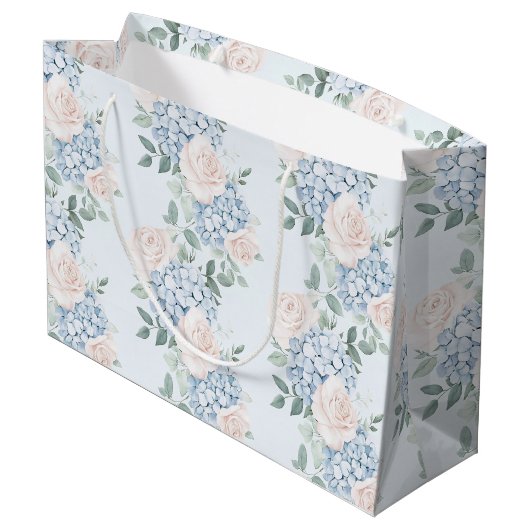 Romantische Roze Blauwe Bloemen Bruiloft Feest Groot Cadeauzakje (Achterkant Gekanteld)