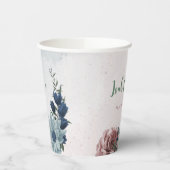 Romantische roze blauwe bloemen groen  papieren bekers (Links)