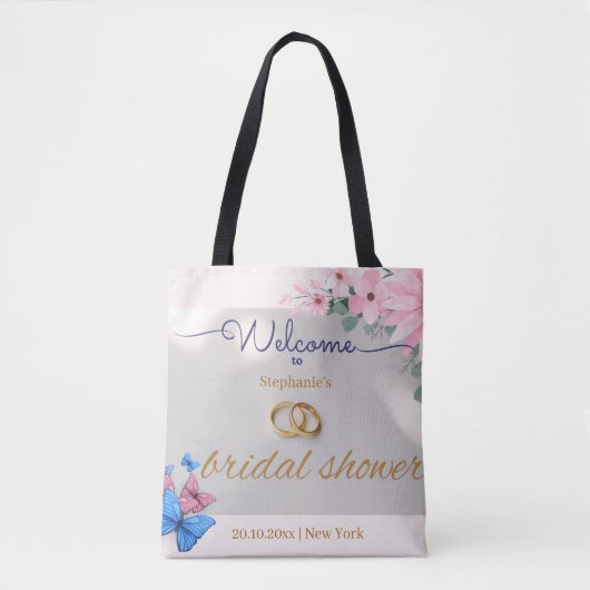 romantische roze bloem bruidsfeest welkomstposter tote bag (Voorkant)