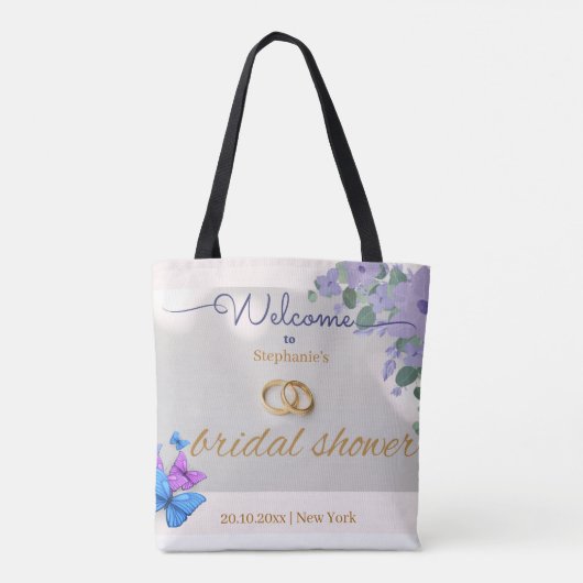 romantische roze bloem bruidsfeest welkomstposter tote bag (Achterkant)