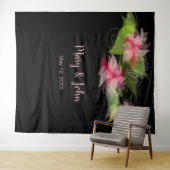 Romantische Roze Bloem Bruiloft Achterwand Wandkleed (In Situ (horizontaal))