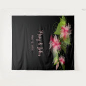 Romantische Roze Bloem Bruiloft Achterwand Wandkleed (Voorkant (horizontaal))