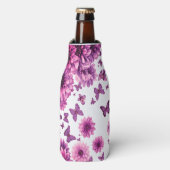 Romantische Roze Bloem Flesjeskoeler (Fles Voorkant)