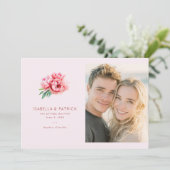 Romantische Roze Bloem Foto Save The Date (Staand voorkant)