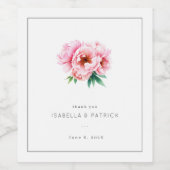 Romantische Roze Bloem Illustratie Wijn Etiket (Enkel label)