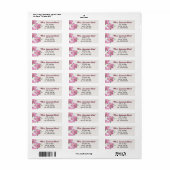 Romantische Roze Bloem Paarse Naam Witte Structuur Etiket (Full Sheet)