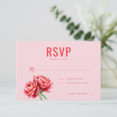 Romantische Roze Bloem RSVP Kaartje (Staand voorkant)