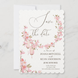 Romantische Roze Bloem Save the Date Kaart