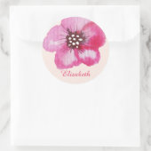 Romantische Roze Bloem Waterverf  Ronde Sticker (Tas)